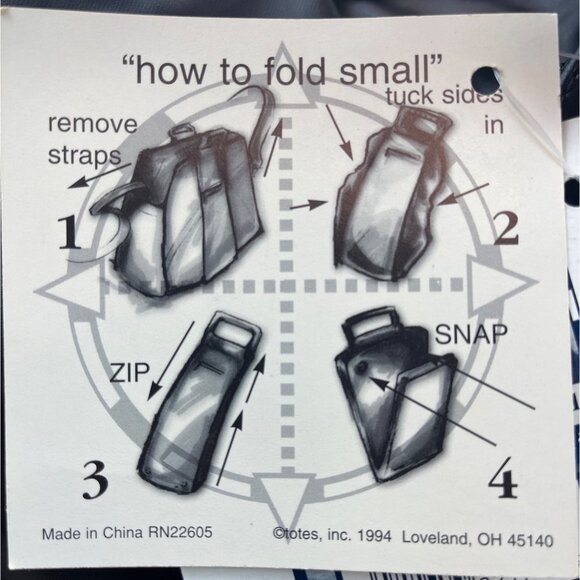 Totes On The Move Foldable Black Waterproof Shoulder Strap Duffel Bag Sz L - New - Picture 12 of 15